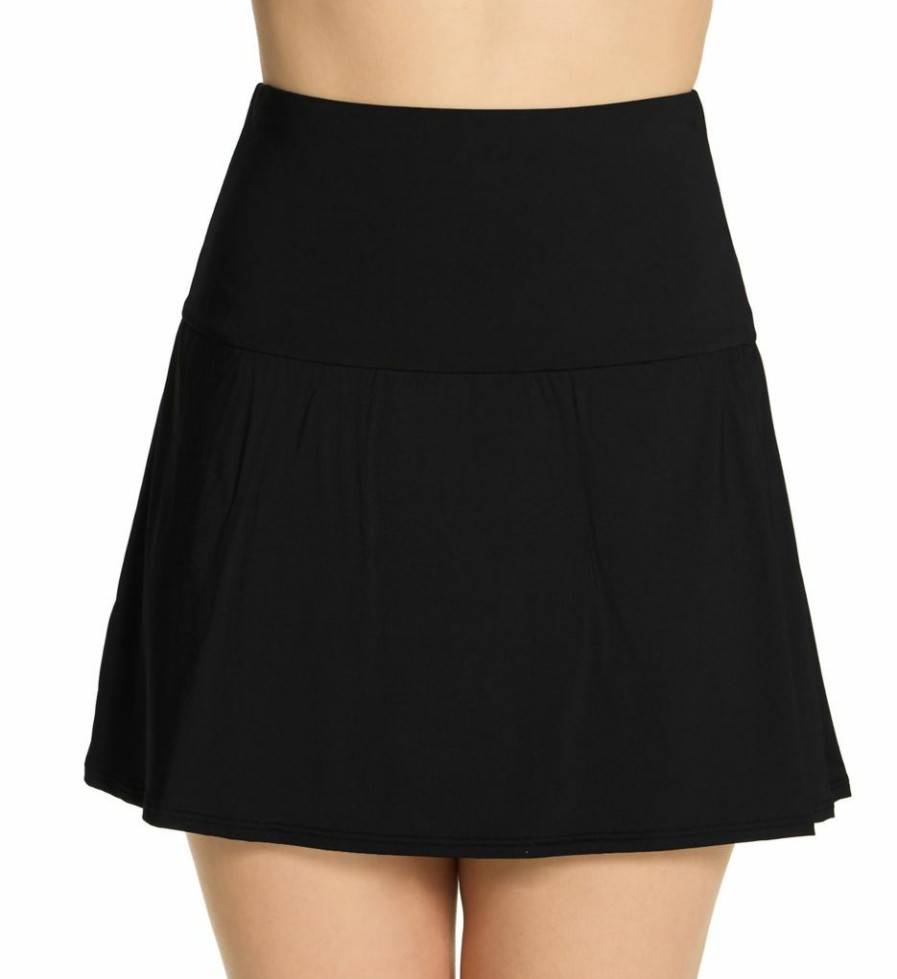 Swimwear * | Excellent Coco Reef Classic Solids Soar Ultra High Skort Swim Bottom U95396 Black