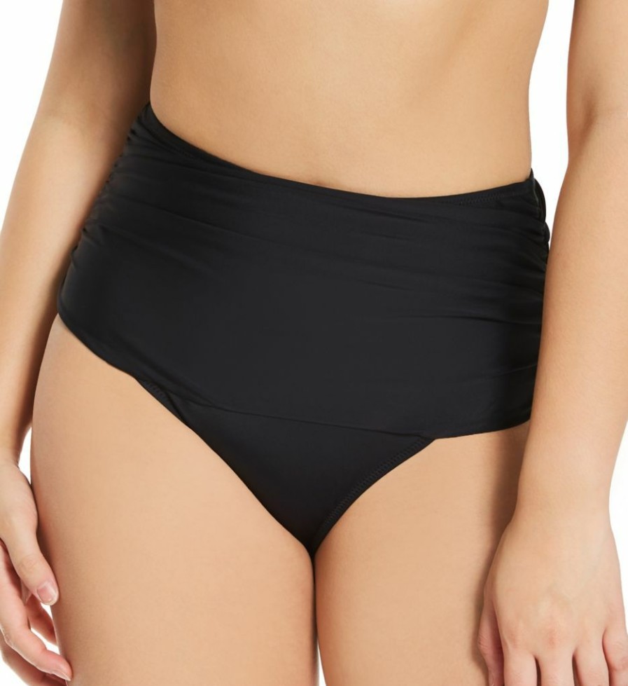 Swimwear * | Discount Pour Moi Space Control High Waist Brief Swim Bottom 36006 Black