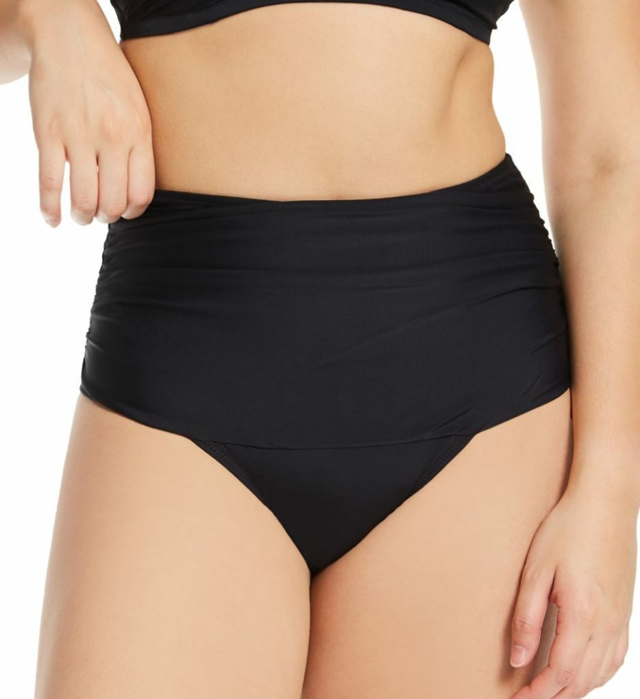 Swimwear * | Discount Pour Moi Space Control High Waist Brief Swim Bottom 36006 Black