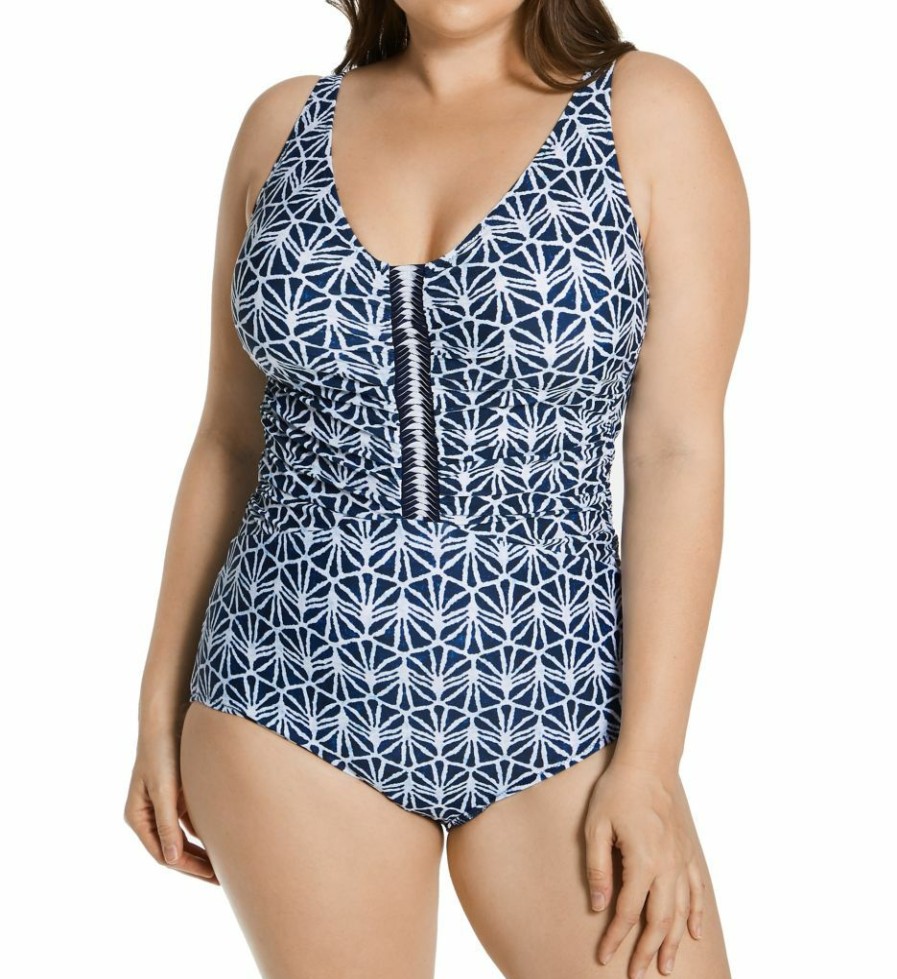 Swimwear * | Shop New Profile By Gottex Plus Size Nomad V Neck One Piece Swimsuit N2W81 Seagreen