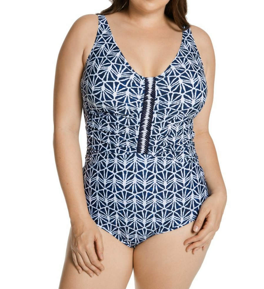 Swimwear * | Shop New Profile By Gottex Plus Size Nomad V Neck One Piece Swimsuit N2W81 Seagreen