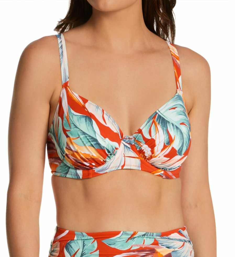 Fantasie * | Exclusive Fantasie Bamboo Grove Underwire Gathered Full Cup Swim Top Fs1601 Jet