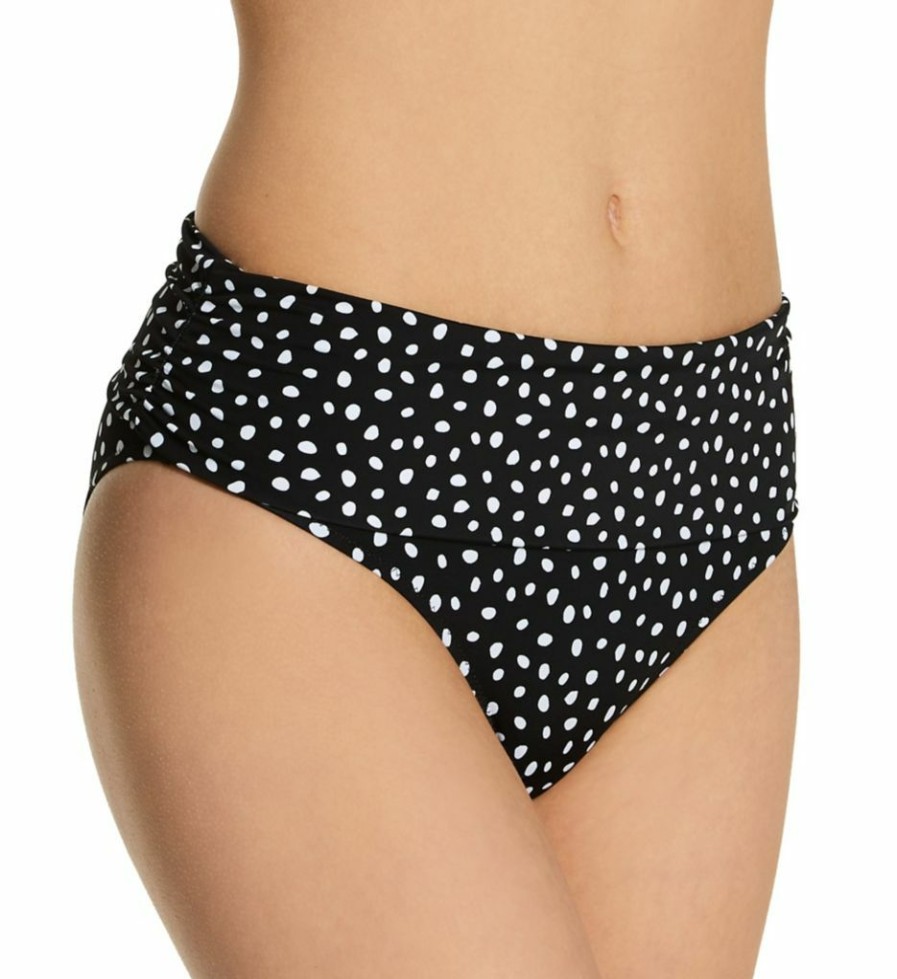 Swimwear * | Less Expensive Pour Moi Hot Spots Fold Over Brief Swim Bottom 3908 Black/White