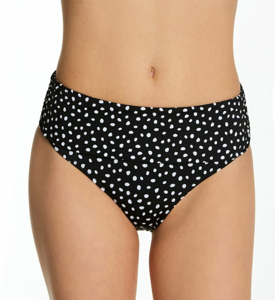 Swimwear * | Less Expensive Pour Moi Hot Spots Fold Over Brief Swim Bottom 3908 Black/White