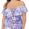 Swimwear * | Less Expensive Raisins Curve Plus Size Take A Trip Tortuga Tankini Swim Top G840723 Shadow