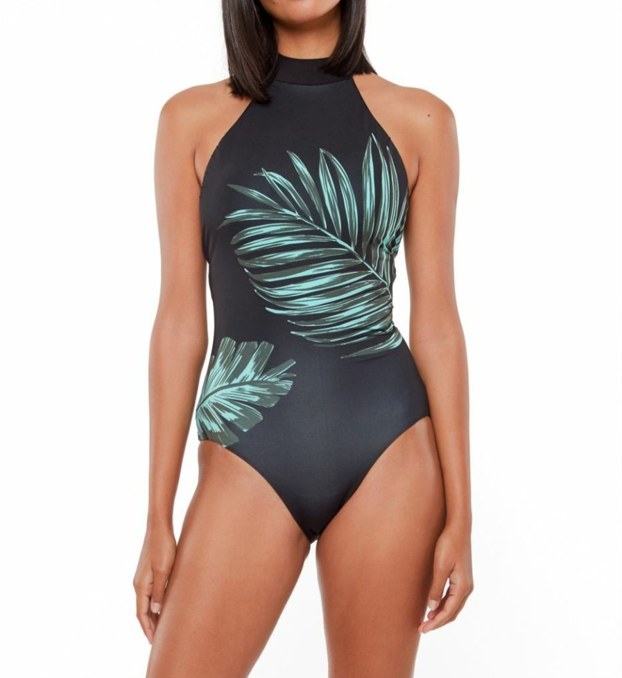 Swimwear * | Wholesale Sanctuary Palmetto Paradise High Neck Mio One Piece Swimsuit Pp21212 Springbud