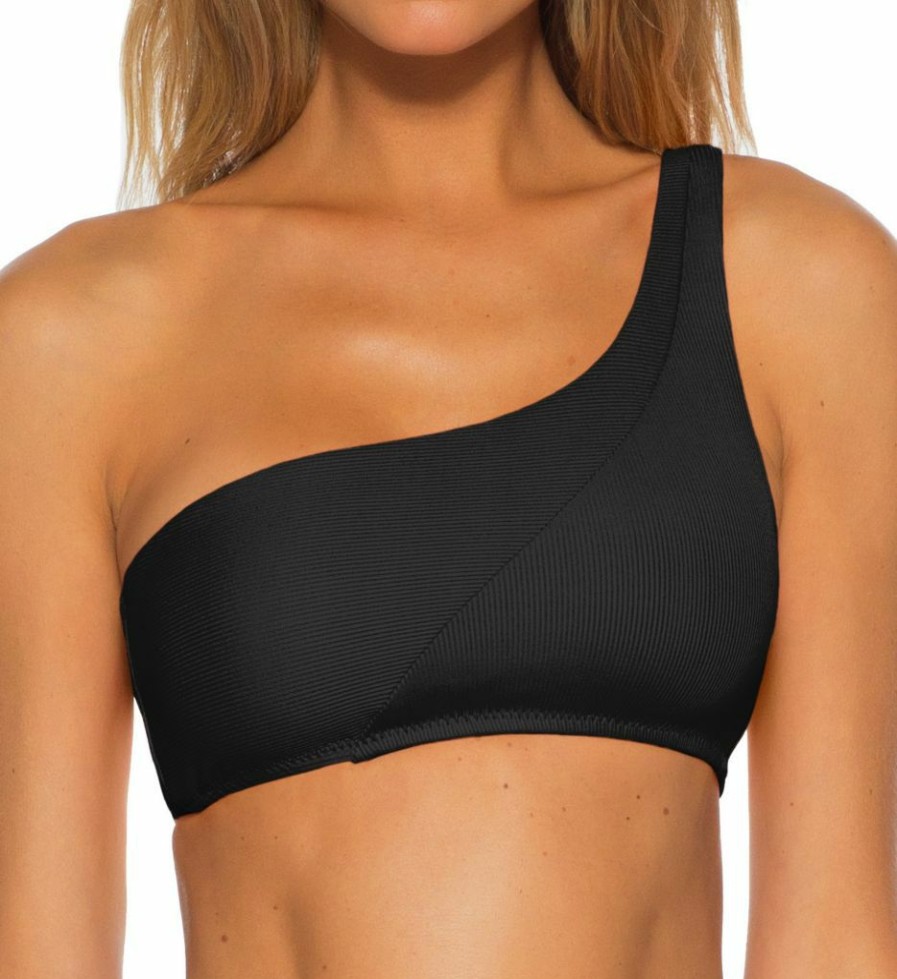 Swimwear * | Shop New Becca Fine Line Lani One Shoulder Swim Top 543607 Black