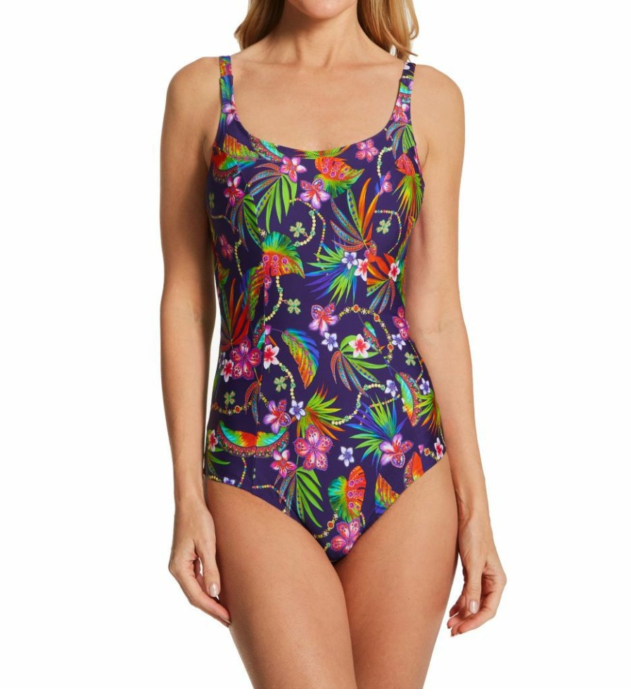 Swimwear * | Shop New Lise Charmel La Precieuse Underwire One Piece Swimsuit Fbb6235 Navyprecieux