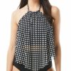 Swimwear * | Discount Coco Reef Riviera Dot Aura Mesh Ruffle Crop Tankini Swim Top U78219 Castawayblack