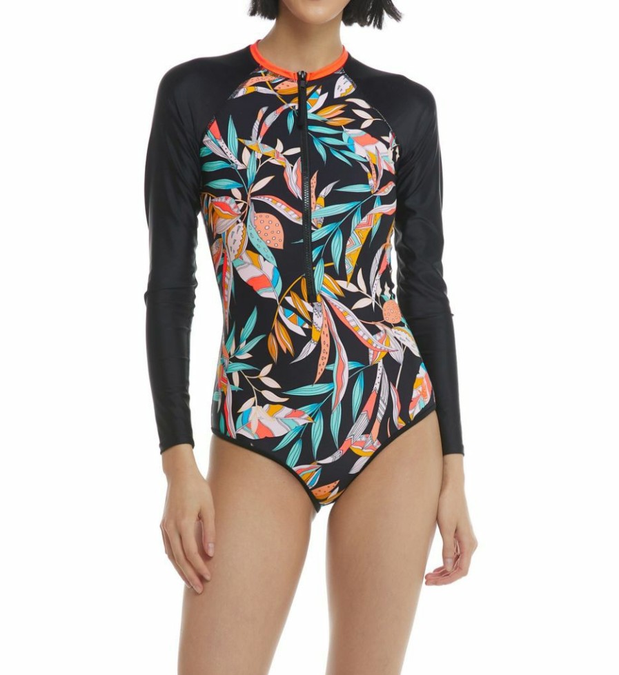 Swimwear * | Discount Body Glove Los Cabos Long Sleeve Paddle One-Piece Swimsuit 562764 Black