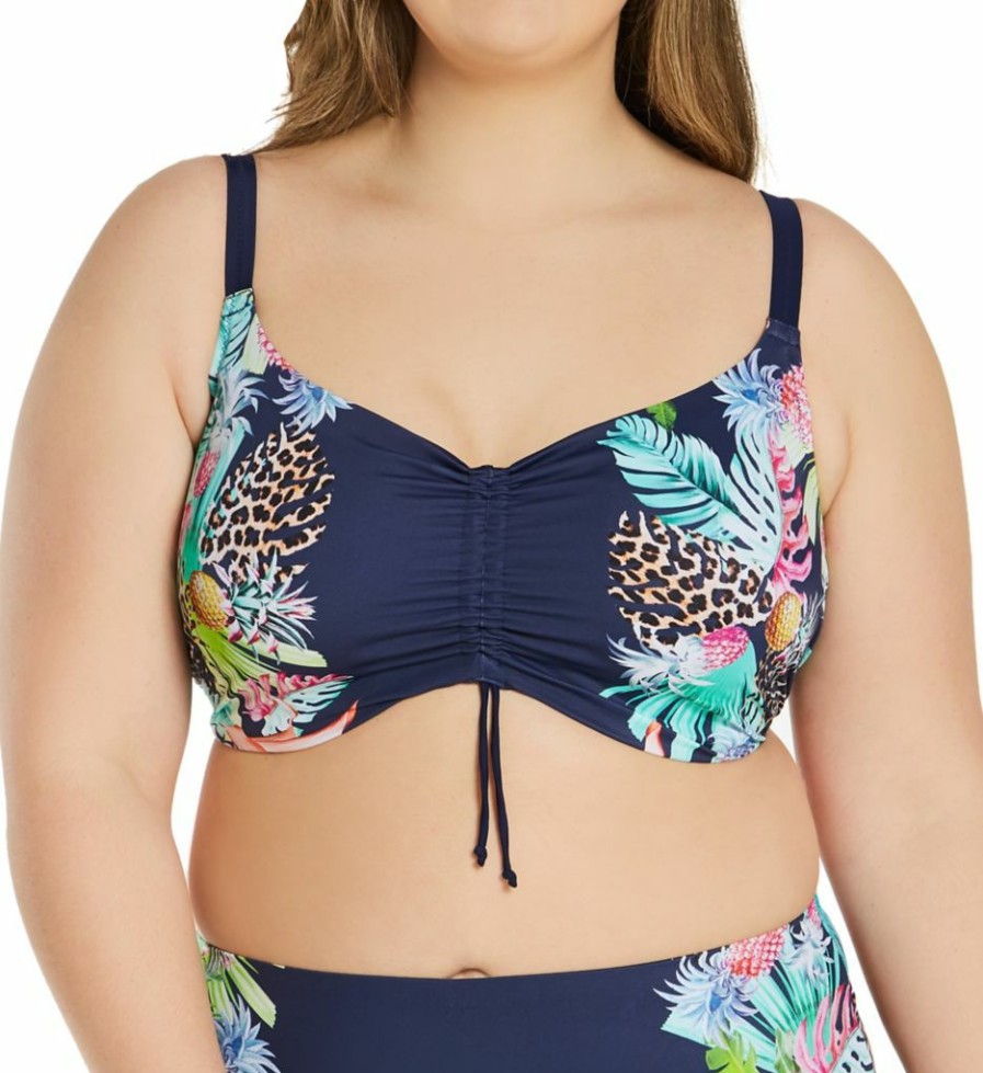 Swimwear * | Sales Elomi Pina Colada Crop Swim Top Es7263 Midnight