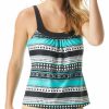 Swimwear * | Closeout Sale Coco Reef Riviera Stripe Ultra Fit Tankini Swim Top U77685 Castawayblack