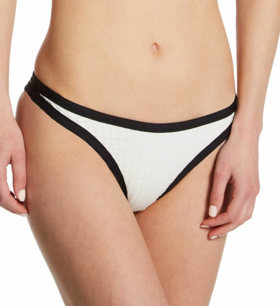 Swimwear * | Exclusive Design L Space Gold Stars Foley Bitsy Swim Bottom Lgfob22 Black/Cream