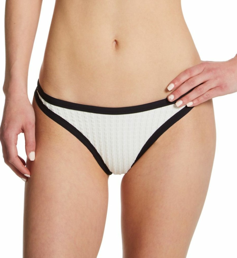 Swimwear * | Exclusive Design L Space Gold Stars Foley Bitsy Swim Bottom Lgfob22 Black/Cream