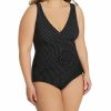 Swimwear * | Excellent Miraclesuit Plus Size Pin Point Oceanus One Piece Swimsuit 6518988 Black/White