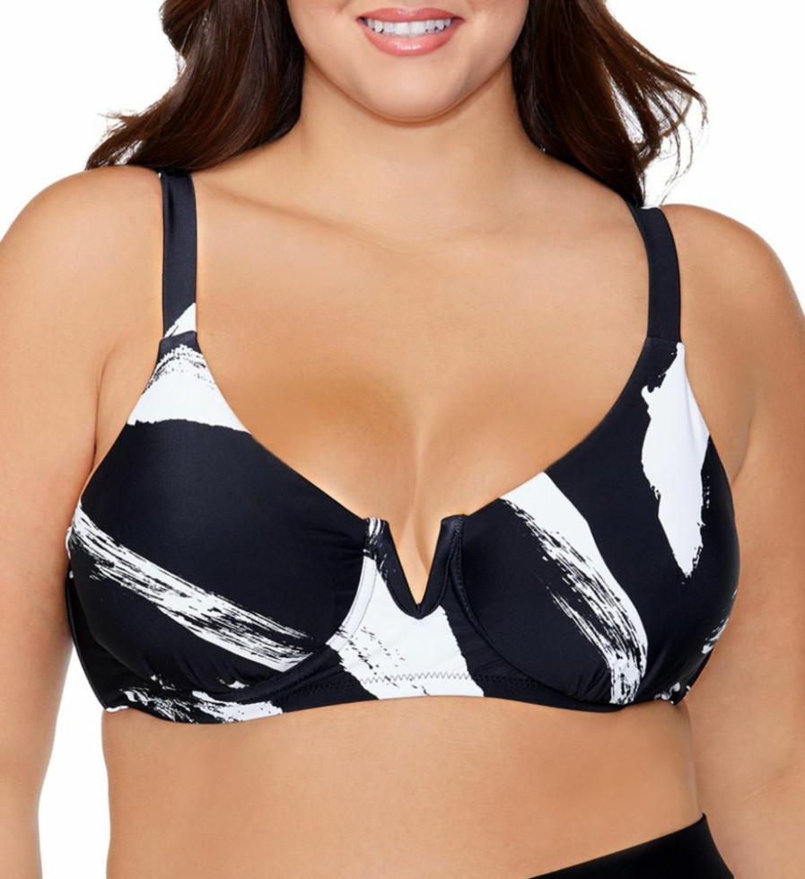 Swimwear * | Shop New Raisins Curve Plus Size Zambezi Byron Bra Swim Top G840103 Blacksand