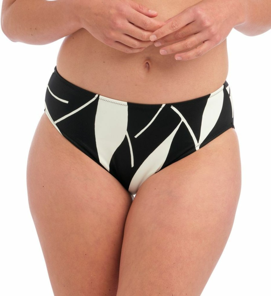 Fantasie * | Sales Fantasie Ile De Re Mid Rise Brief Swim Bottom Fs0972 Blackcream