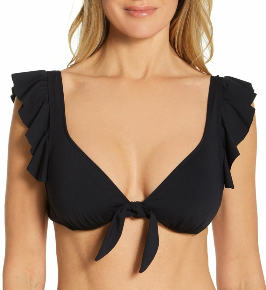 Swimwear * | Shop New Bleu Rod Beattie Rufflicious Ruffle Underwire Swim Top F21117 Black