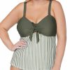 Swimwear * | 100% Guarantee Raisins Curve Bahia Zanzibar Tankini Swim Top E840145 Sagebrush