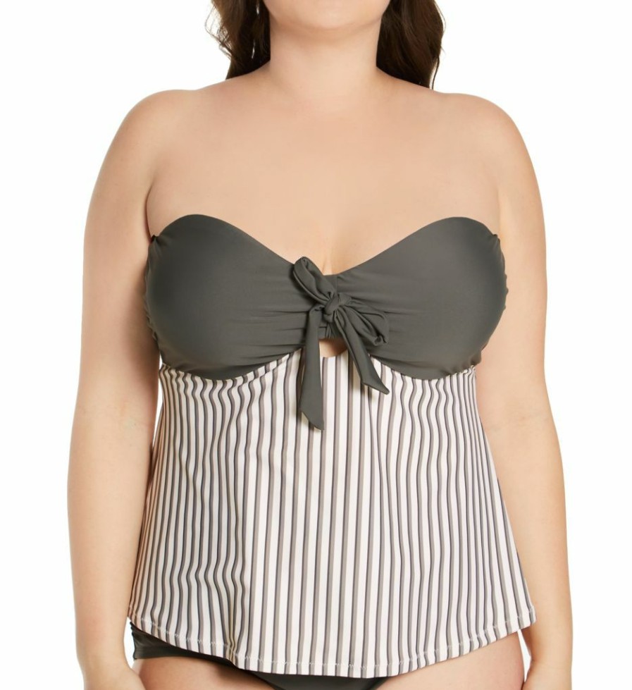 Swimwear * | 100% Guarantee Raisins Curve Bahia Zanzibar Tankini Swim Top E840145 Sagebrush