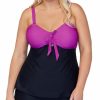 Swimwear * | Flash Sale Raisins Curve Plus Size Costa Blanca Zanzibar Tankini Swim Top E841045