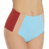 Swimwear * | Less Expensive L Space Color Block Portia Girl Hi Waist Swim Bottom Cbpgc20 Skyblue/Champagne/Bark