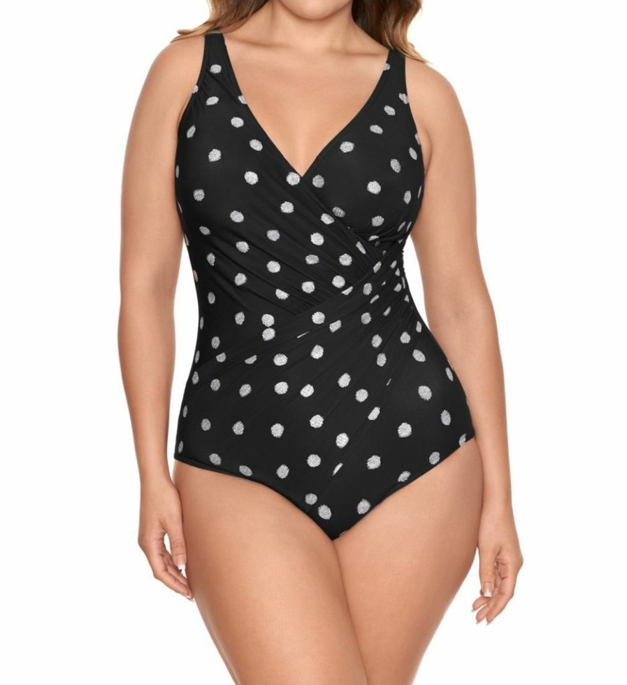 Swimwear * | Exclusive Design Miraclesuit Plus Size Pizzelles Oceanus One Piece Swimsuit 6539788 Black