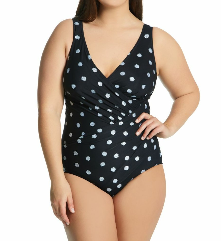 Swimwear * | Exclusive Design Miraclesuit Plus Size Pizzelles Oceanus One Piece Swimsuit 6539788 Black