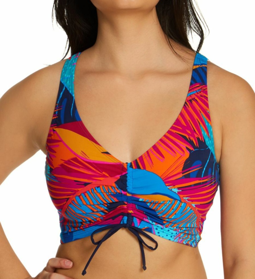 Swimwear * | Discount Skinny Dippers Banshee Shirr Thing Reversible Crop Swim Top 6533330 Multi