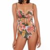 Swimwear * | Closeout Sale Sanctuary Organic Botanic Keyhole Mio One Piece Swimsuit Ob21203 Fatiguegreen