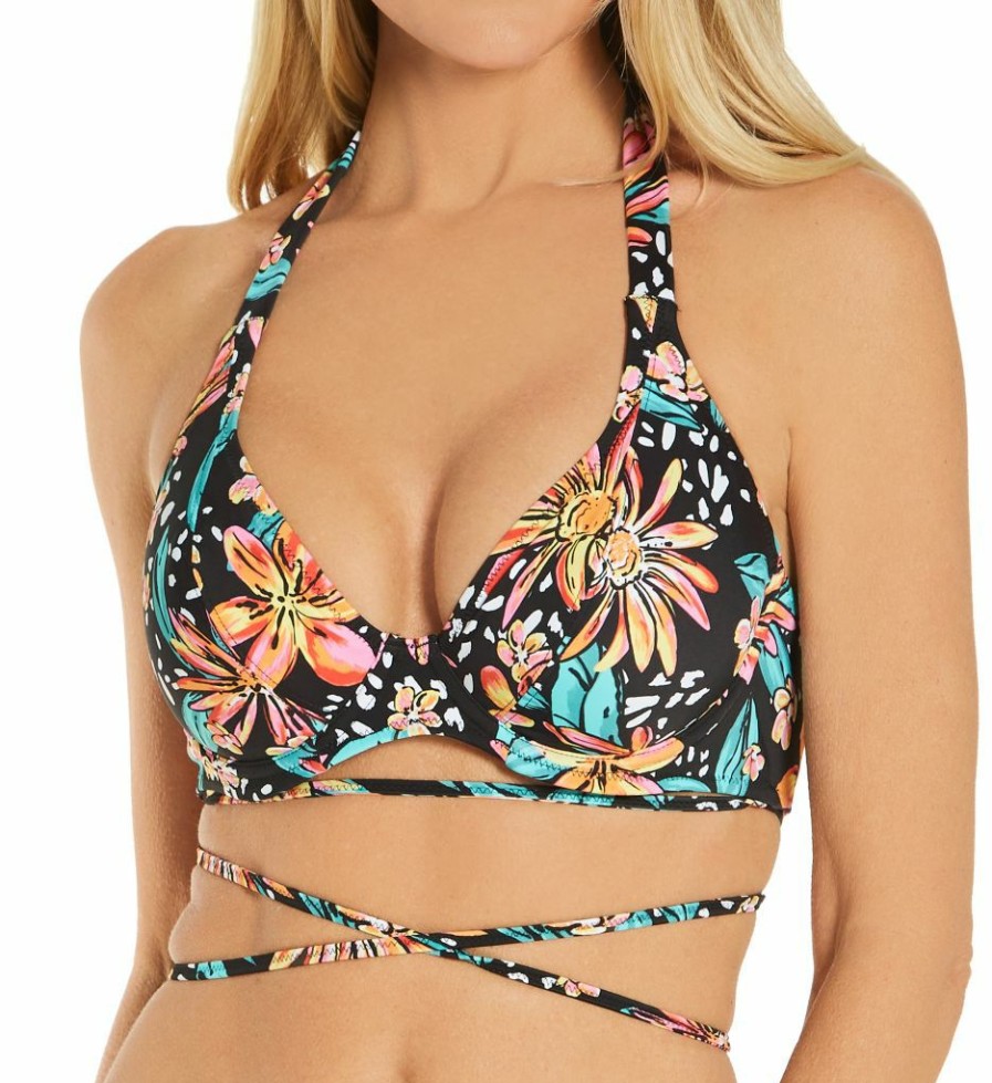 Freya * | Reliable Quality Freya Wild Daisy Banded Halter Underwire Swim Top As7031 Multi