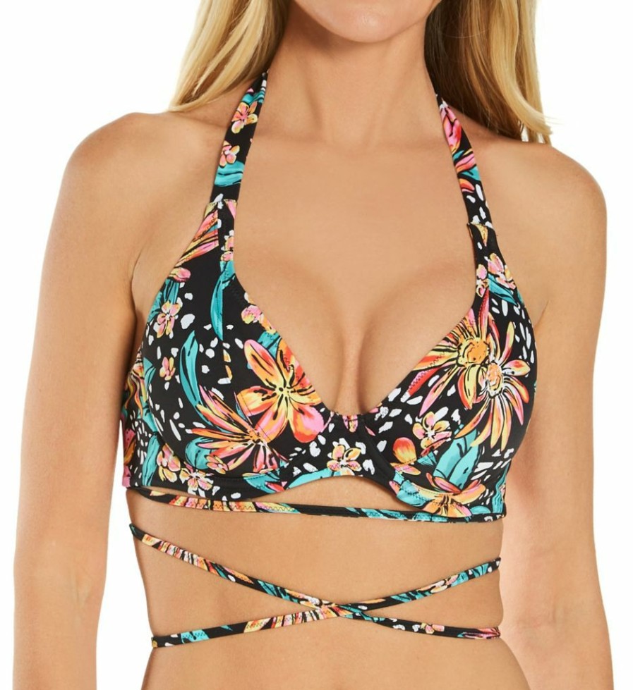 Freya * | Reliable Quality Freya Wild Daisy Banded Halter Underwire Swim Top As7031 Multi