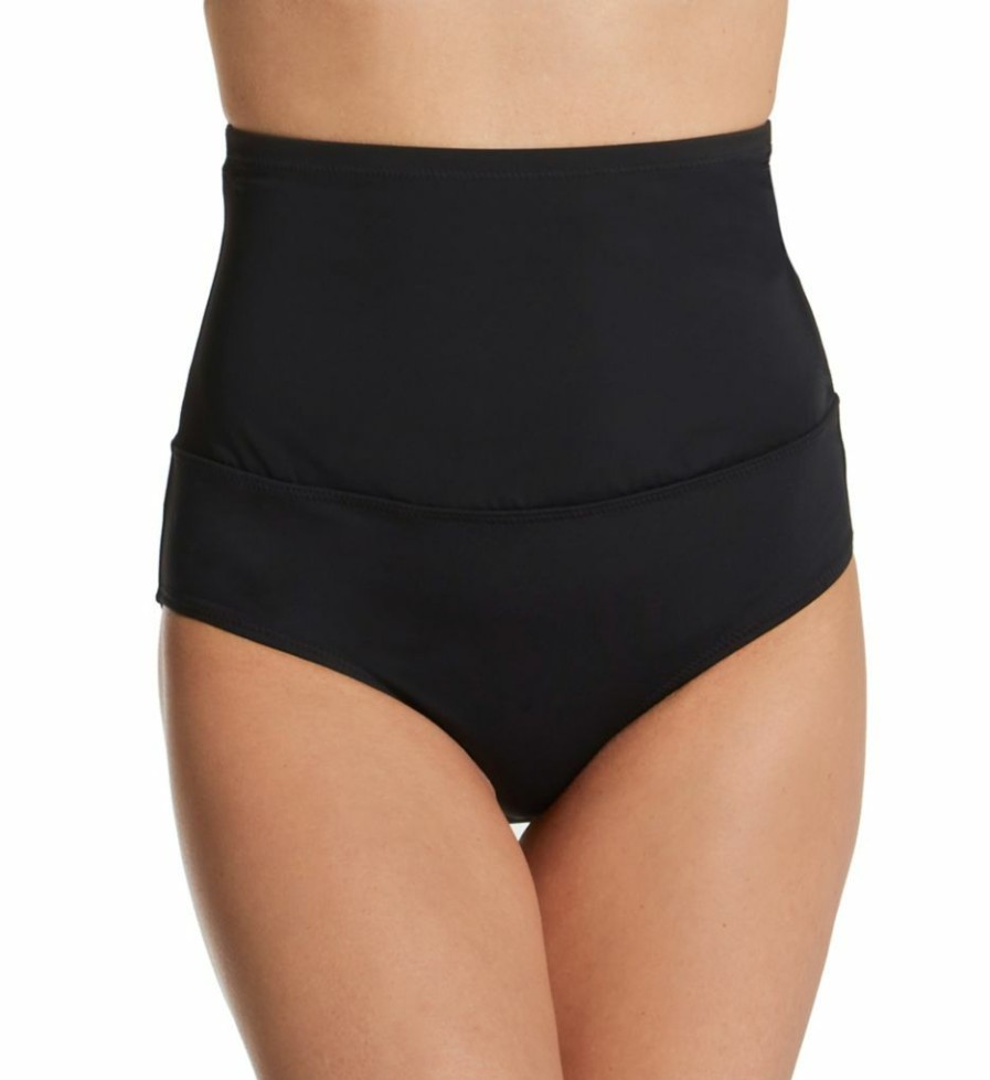 Swimwear * | Classical Leilani Solids High-Waist Control Swim Bottom A720092 Black