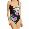 Swimwear * | Reliable Quality La Blanca Prism Palm Over Shoulder Mio One Piece Swimsuit Lb2Cx24 Black