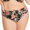 Swimwear * | Discount Elomi Dark Tropics Mid Rise Brief Swim Bottom Es0172 Black