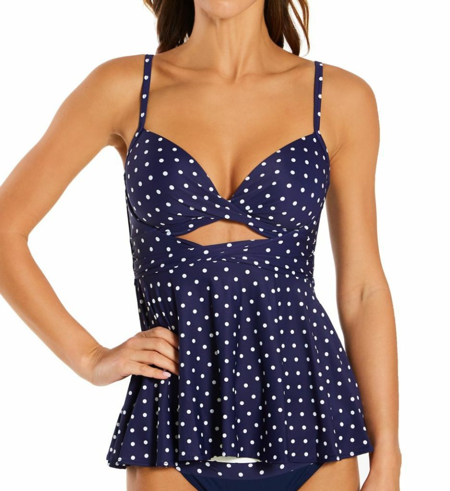 Swimwear * | Shop New Coco Reef Tropical Spot Icon Twist Tankini Swim Top U59385 Navycaptain