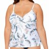 Swimwear * | Discount Raisins Curve Plus Size Haleiwa Aries Tankini Swim Top G841140 Whitehaven