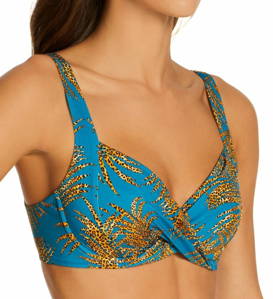 Swimwear * | Exclusive Anita Palm Safari Delia Underwire Swim Top 8795-1 Petrol