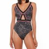 Swimwear * | Closeout Sale Sanctuary Here Kitty Kitty Cutout Mio One Piece Swimsuit Hk21207 Black