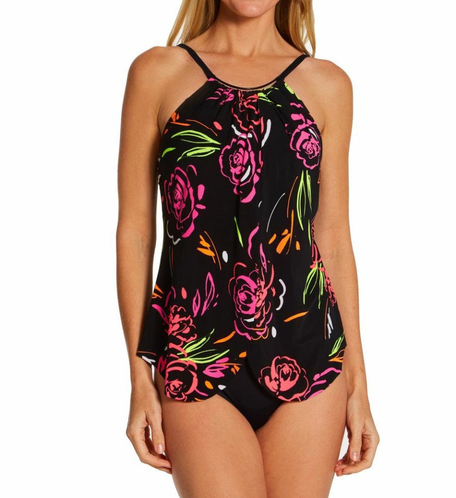 Swimwear * | Discount Magicsuit Neon Nature Jill One Piece Swimsuit 6010524 Blackmulti