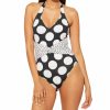 Swimwear * | Discount Bleu Rod Beattie Let'S Get Dotty Plunge Mio One Piece Swimsuit D21793 Black/White