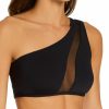 Swimwear * | Online Discount Vince Camuto Mesh Cutouts One Shoulder Mesh Bikini Swim Top V94721 Black