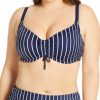 Swimwear * | Online Discount Elomi Plain Sailing Underwire Crop Swim Top Es7276 Midnightstripe