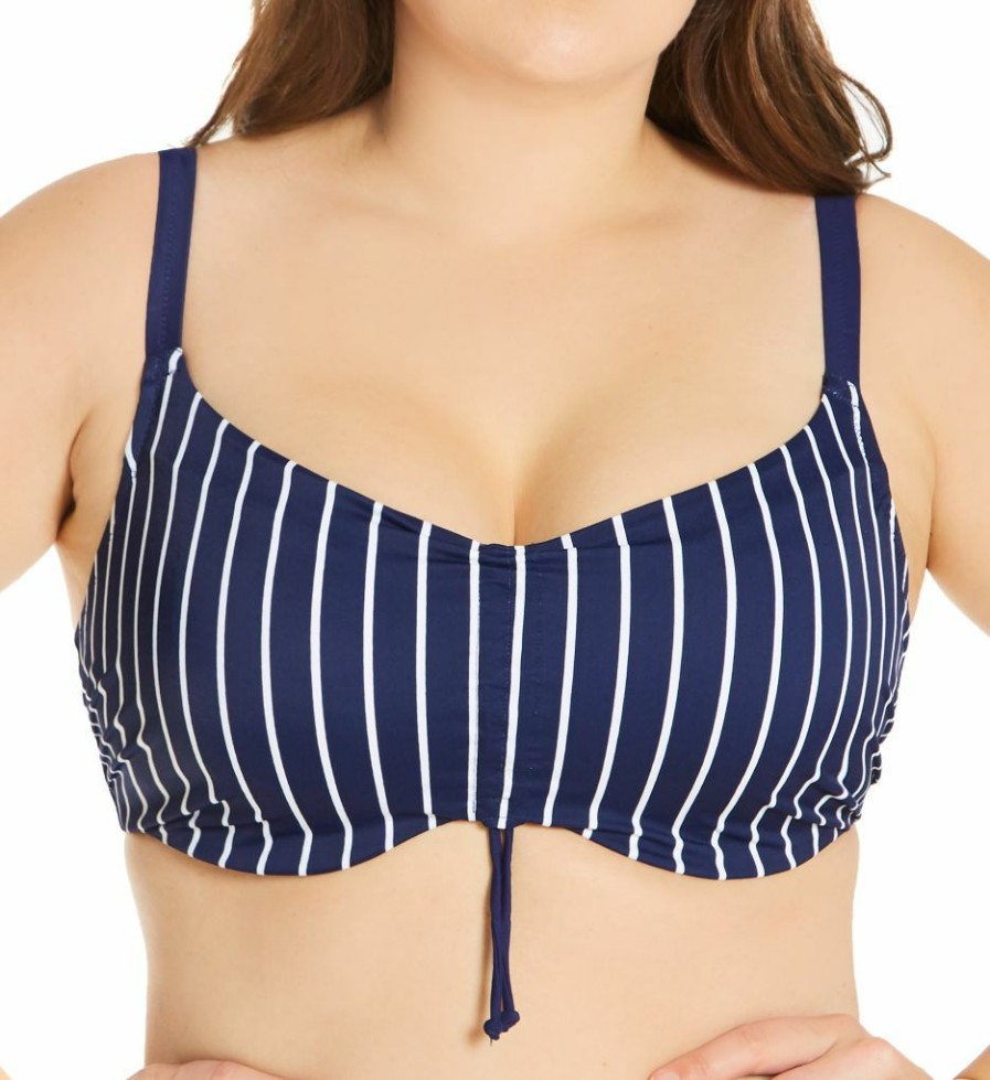 Swimwear * | Online Discount Elomi Plain Sailing Underwire Crop Swim Top Es7276 Midnightstripe