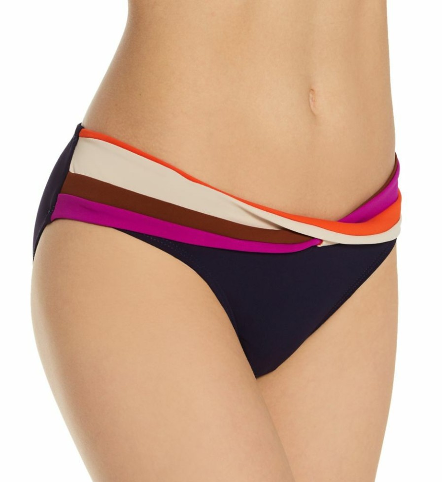 Swimwear * | Exclusive Design Robin Piccone Billie Twist Swim Bottom 215066 Navymulti