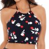 Swimwear * | Wholesale Skinny Dippers Fruiti Tutti Baby Doll Ruffle Crop Swim Top 6533342 Black