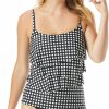 Swimwear * | Flash Sale Coco Reef Riviera Dot Aura Ruffle Bra Sized Tankini Swim Top U78075 Castawayblack