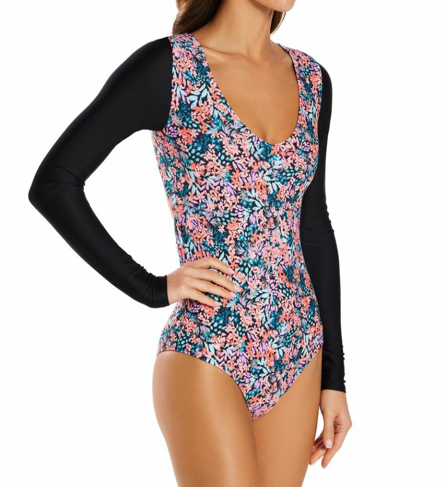 Swimwear * | Wholesale Body Glove Amy Chloe Long Sleeve Paddle One-Piece Swimsuit 550754 Multi