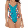 Swimwear * | Exclusive Design Skinny Dippers Bamboo Shape Shifter V-Neck One Piece Swimsuit 6533391 Tealness