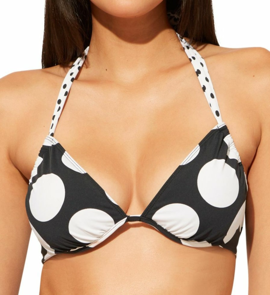 Swimwear * | Flash Sale Bleu Rod Beattie Let'S Get Dotty Halter Underwire Bra Swim Top D21354 Black/White